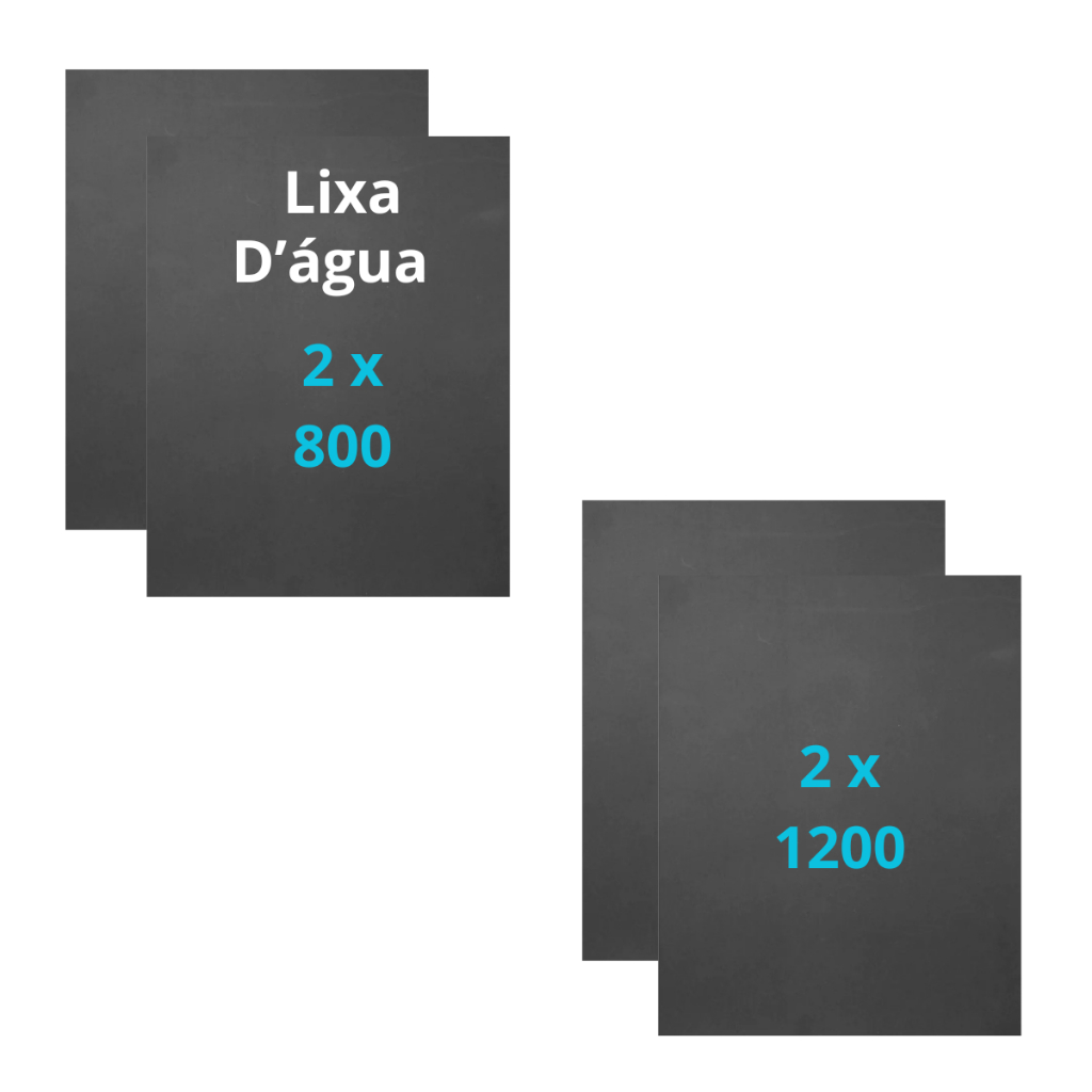 Kit 2 lixas 800 + 2 lixas 1200 d'água Grão Polimento Lixamento Molhada Úmida Plástico Metal Pintura em Oferta na Shopee