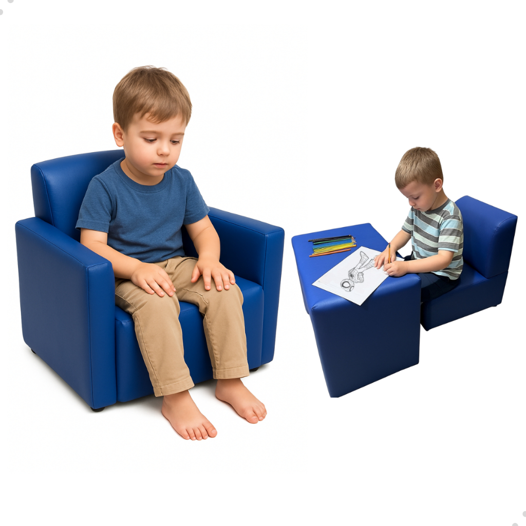 Sofa Infantil 2 Em 1 Puff Mini Poltrona Mesinha Quarto Kids Poltroninha