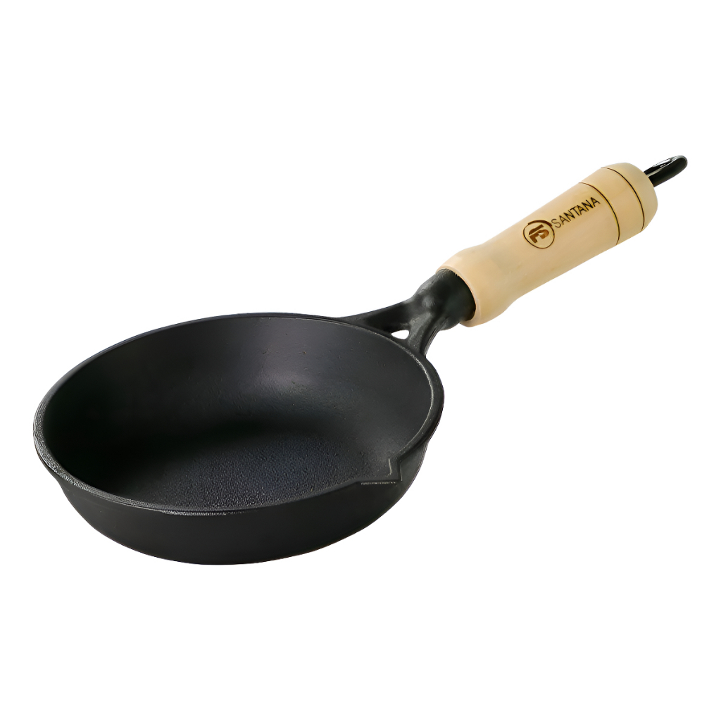 Mini Frigideira De Ovo Egg Pan Ferro Fundido s/ tampa com cabo de madeira 15cm