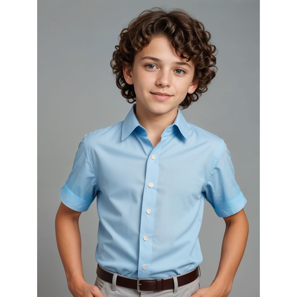 Camisa Social Infantil Manga Curta com Botões Clássica e Confortável - ENVIO IMEDIATO !!!