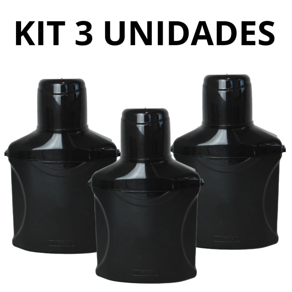 Cantil Térmico 1 Litro preto kit com 3 unidades bebidas geladas