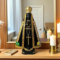 Imagem Nossa Senhora Aparecida Com Manto Gesso Premium 20cm