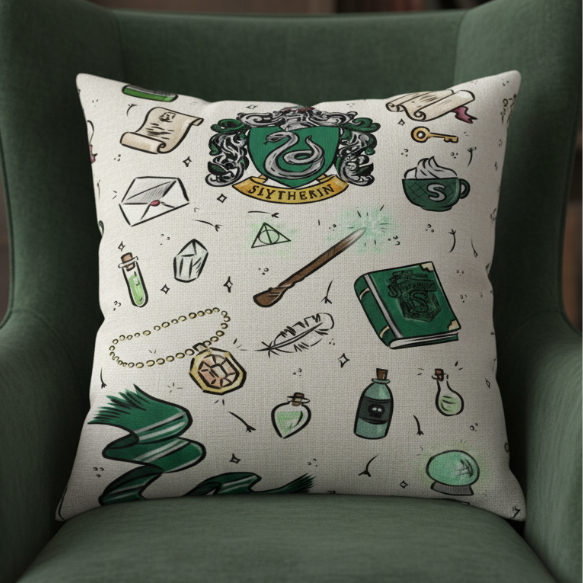 Capa de Almofada Sonserina 🐍 | Decoração 45x45 Harry Potter | Astúcia, Ambição e Estilo em Oferta na Shopee