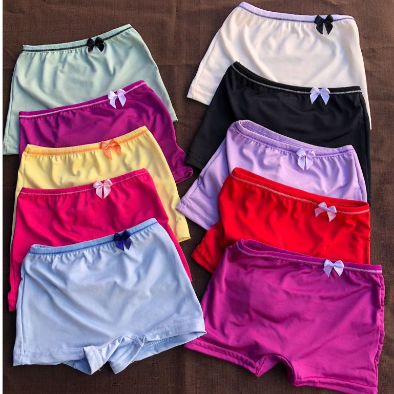 KIT Calcinha Feminina Box Lisa  Menina Bebe bb Para o Dia a Dia Microfibra Poliéster