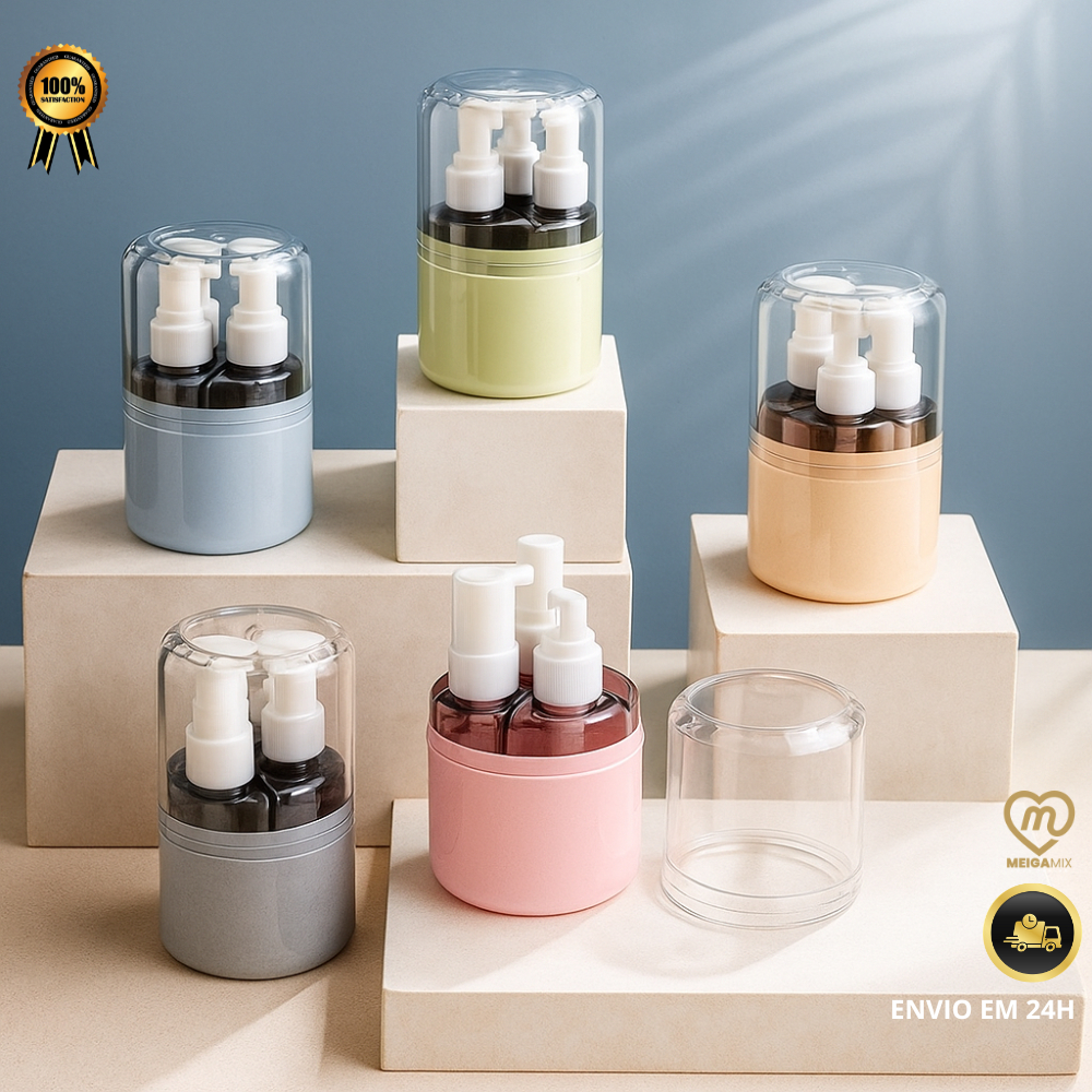Kit 3 Frascos Reutilisáveis Plástico Transparente Spray Pum Viagem Academia Adesivo Identificador