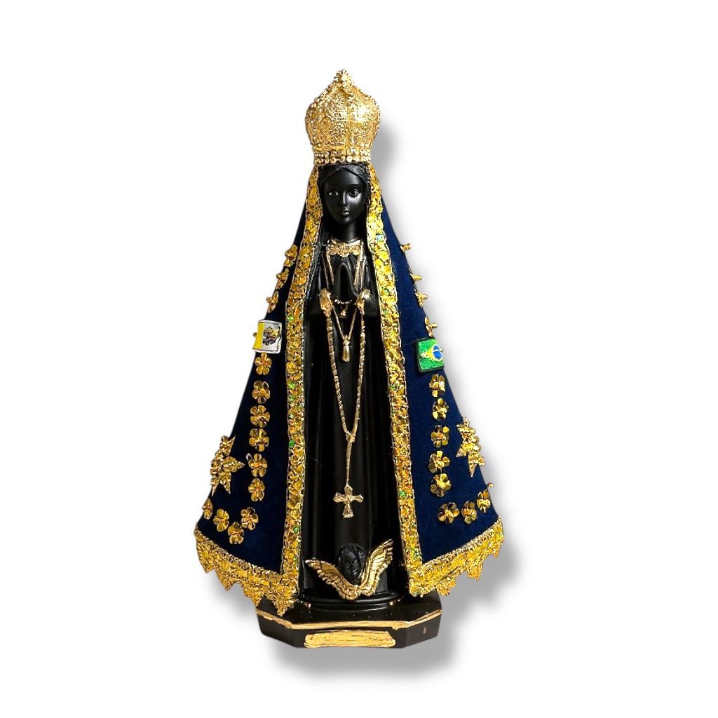 Imagem De Nossa Senhora Aparecida Com Manto Bordado 20cm