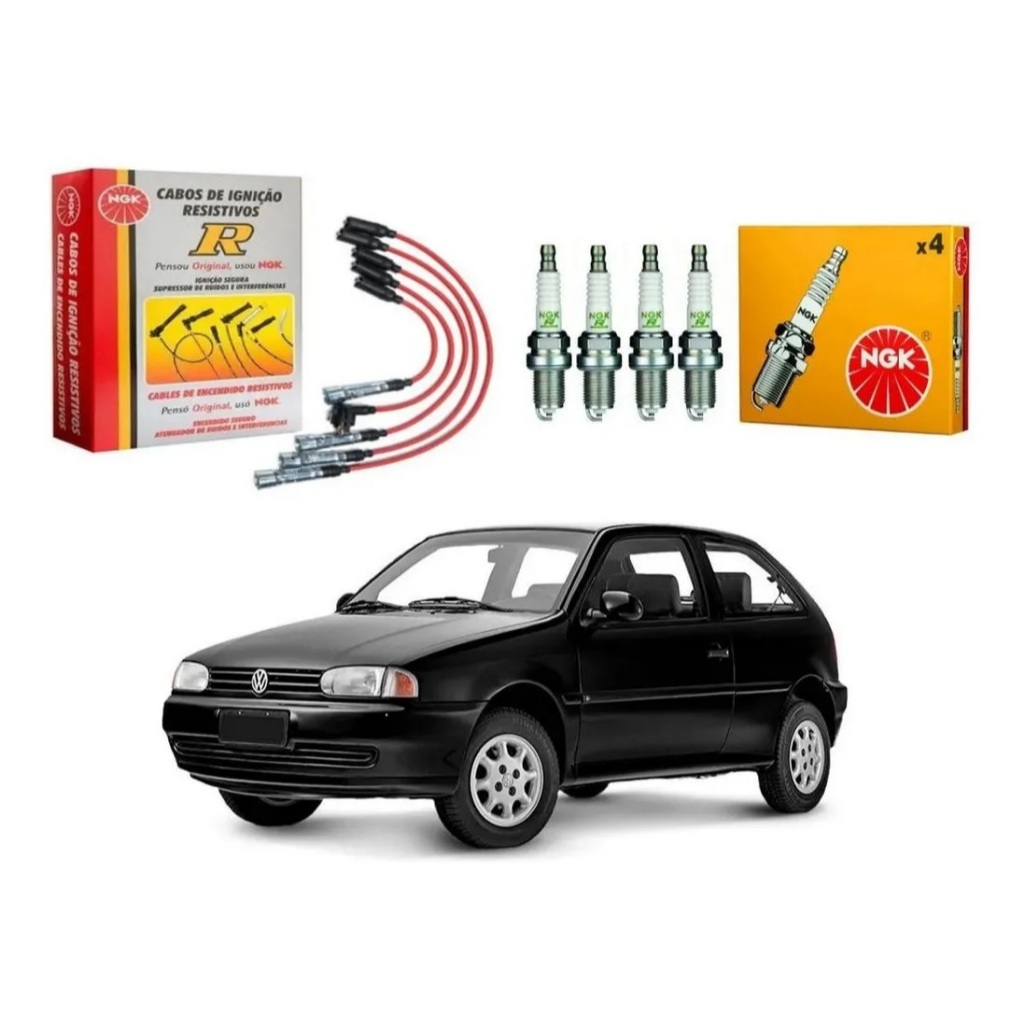 Kit Cabo e Velas Gol Parati Cli 1.6 1.8 Motor Ap Injeção NGK