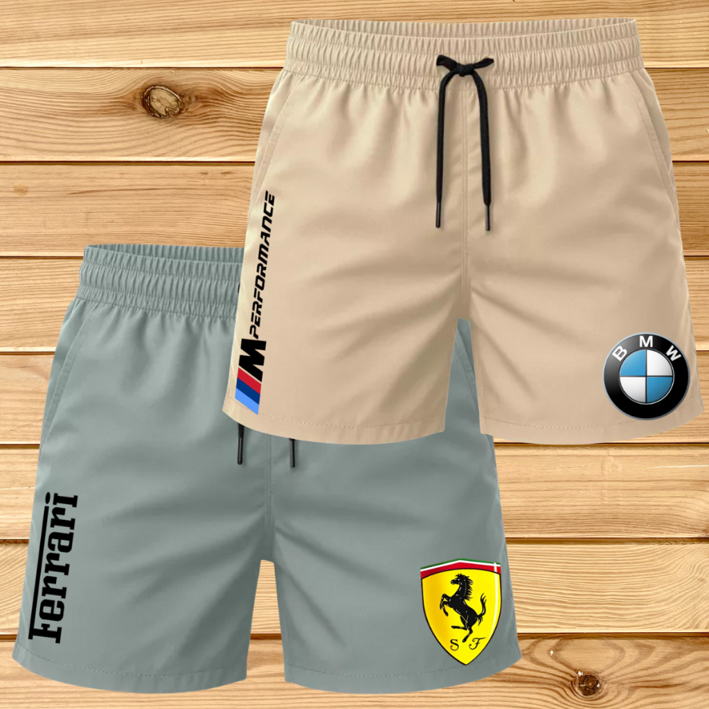 Kit 2 Short Bermuda Tactel Mauricinho Estilo Premium Ferrari e BMW