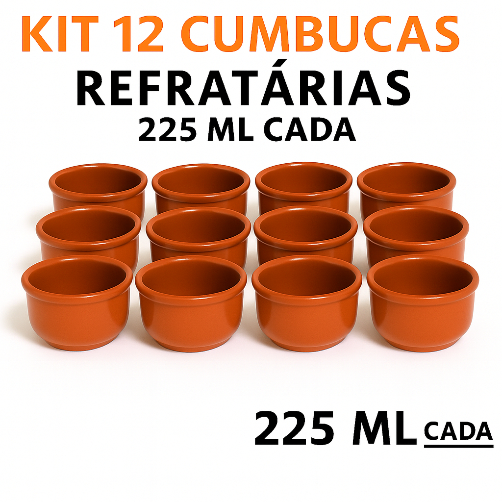 Kit 12 Cumbuca tigela bowl ramequim porcelana Marrom 225ml Restaurante Feijoada vinagrete farofa