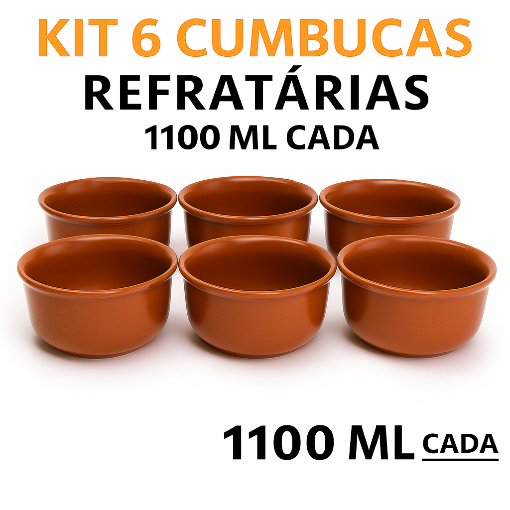 Kit 6 Cumbucas Porcelana Refratárias 1100ml Marrom – Tigela Bowl para Feijoada, Caldos e Sopas em Oferta na Shopee