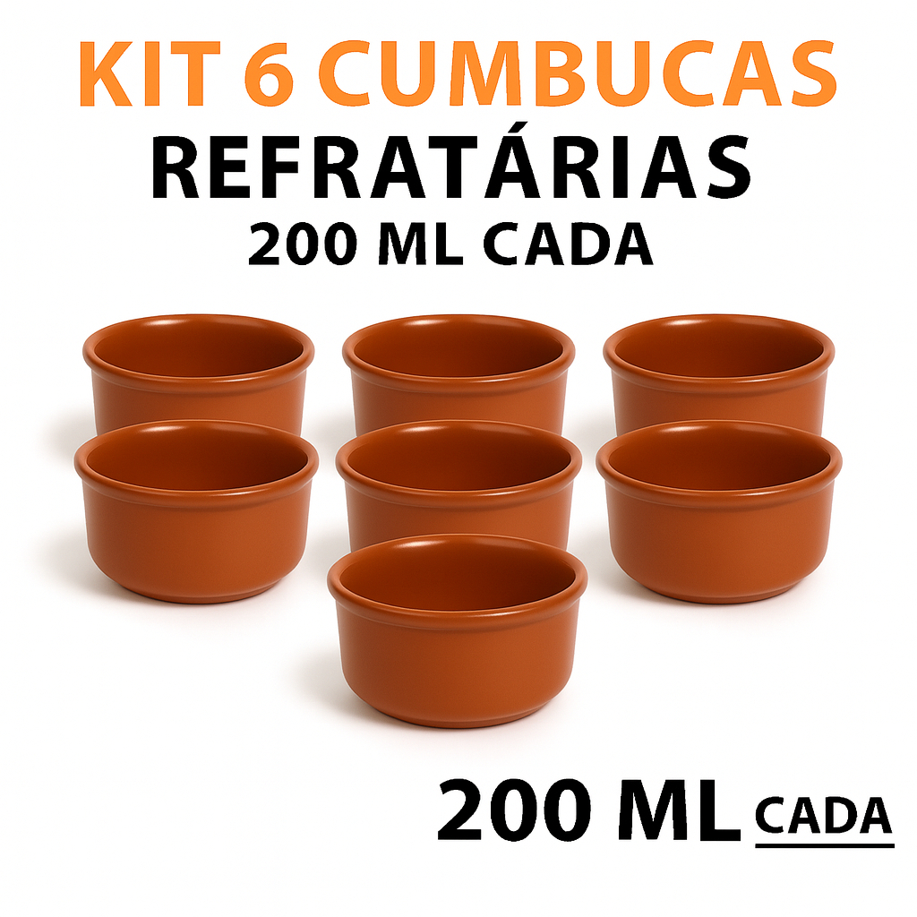 Kit 6 Cumbucas Refratárias Porcelana 200ml Marrom – Tigela Bowl para Feijoada, Caldos e Molhos em Oferta na Shopee