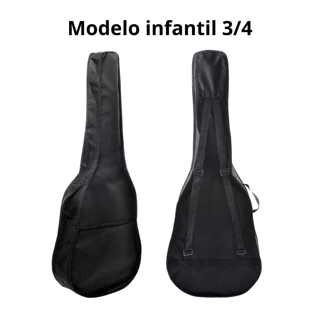Capa Bag Violão Infantil 3/4 Alça Dupla Preto