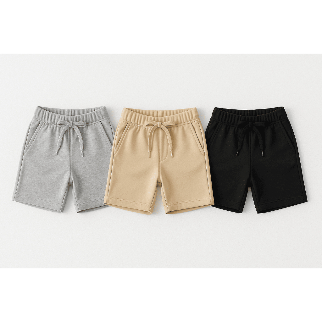 Kit 3 Bermudas Moletom Short Infantil Moletinho Com Bolsos Criança Menino Escola Passeio Casual Basico