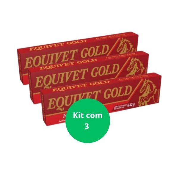 Kit Com 3 Pastas Vetbras Equivet Ivomec Gold 6,42g - Ivermectina Vermífugo Para Cavalo Para Vermes