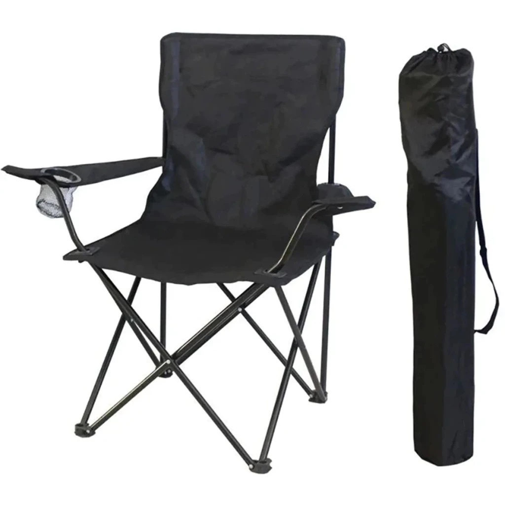 Cadeira Dobrável Portátil Camping Pesca Apoio de Braço + Porta Copo + Bolsa Transporte Promocao