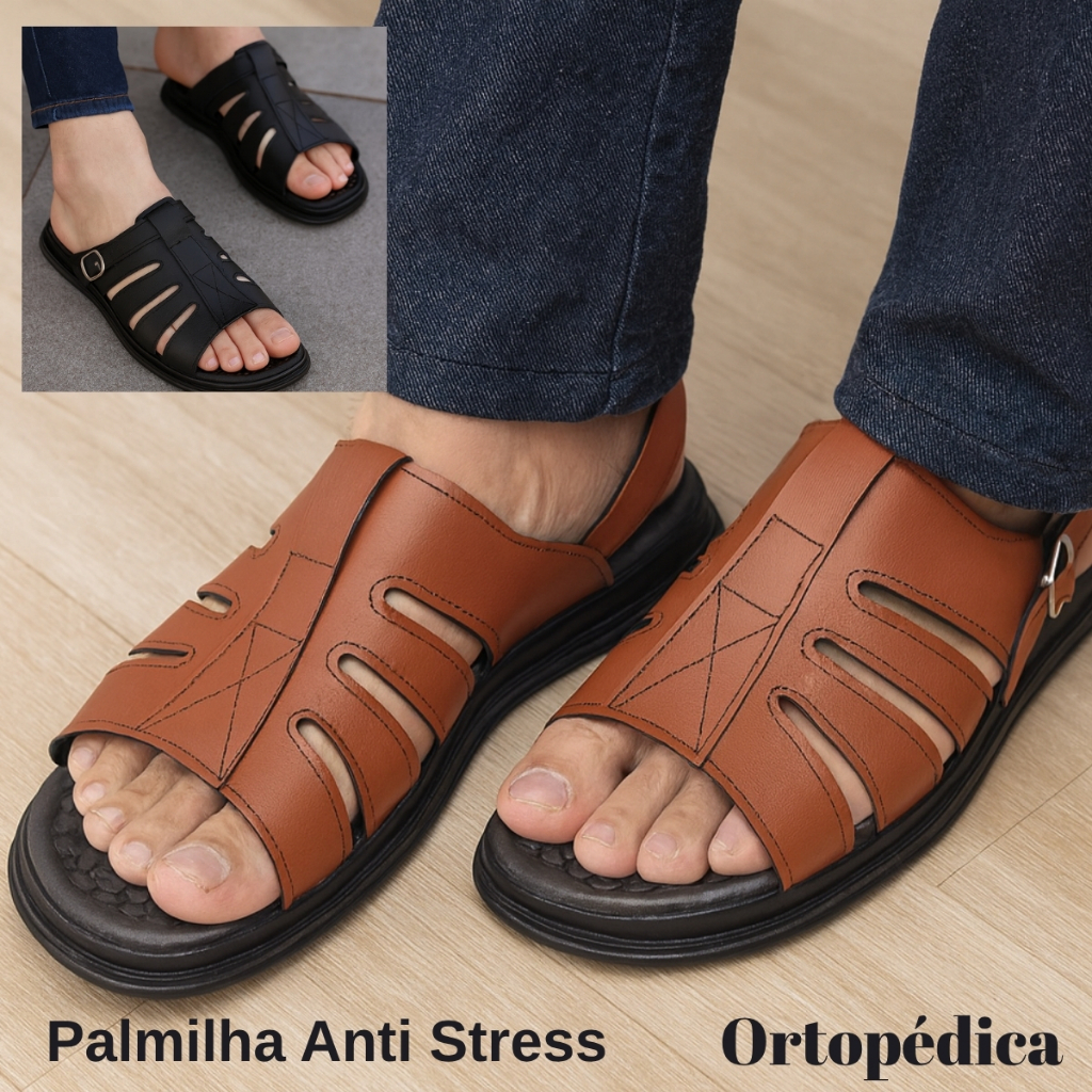 Sandália Confortável Masculina Ortopédica Franciscana Chinelo Confortável Anatômico Antiderrapante