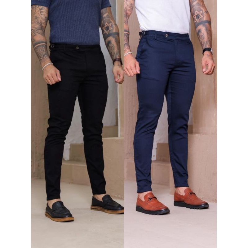 Kit Calças Masculina Alfaiataria de Ajuste Lateral