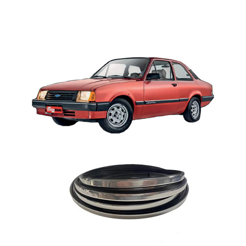 Kit Friso Cromado Do Parabrisa e Vigia Do Monza Chevette Chevy Monza Tubarão 7 Metros Prateado