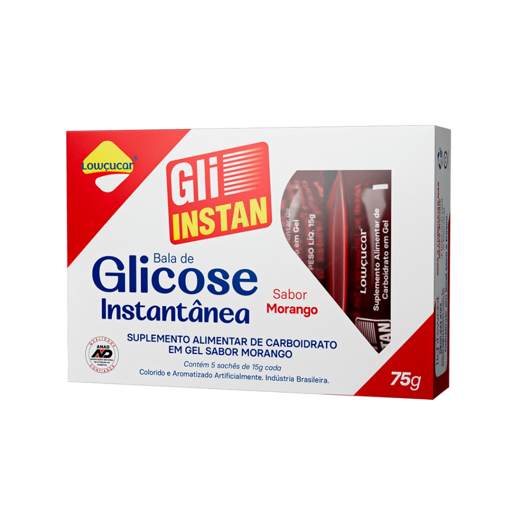 Gli-Instan Lowçucar Sabor Morango Glicose Instantânea 5X15G em Oferta na Shopee