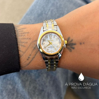 Relógio Feminino Prata e Dourado Clássico à prova d'água em Oferta na Shopee
