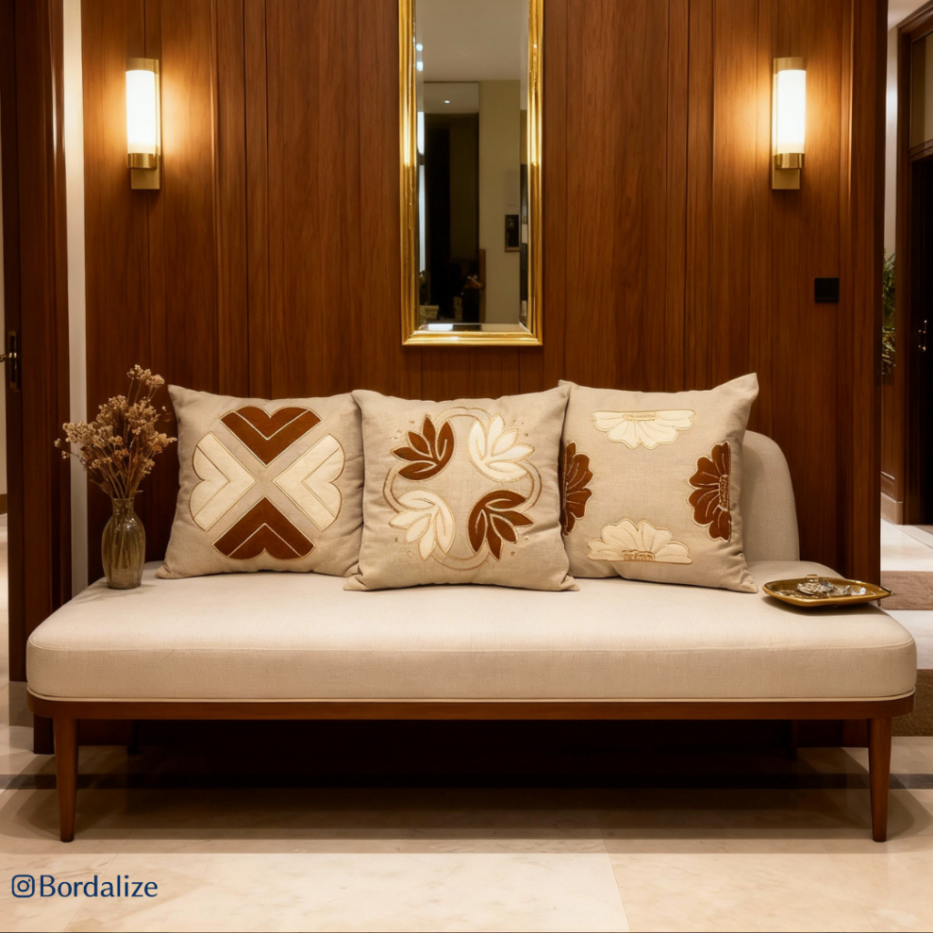 Kit de Capa de Almofada Linho Bordada Aplicada em Tecido Bouclé Decorativa - Escolha Sua Combinação em Oferta na Shopee