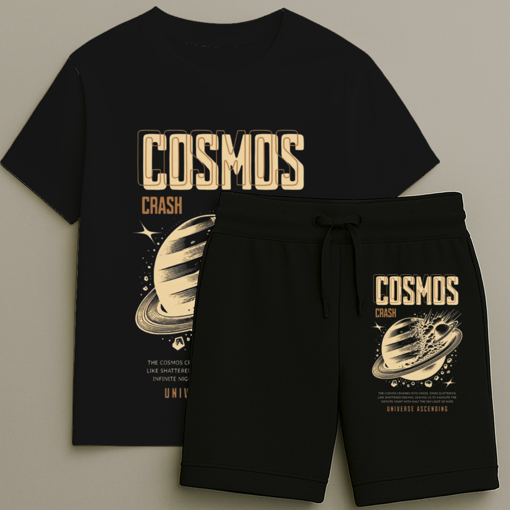 Camiseta e Bermuda Infantil Masculina Estampa Baralho Cosmo Alta Qualidade Do Tamanho 2 ao 16