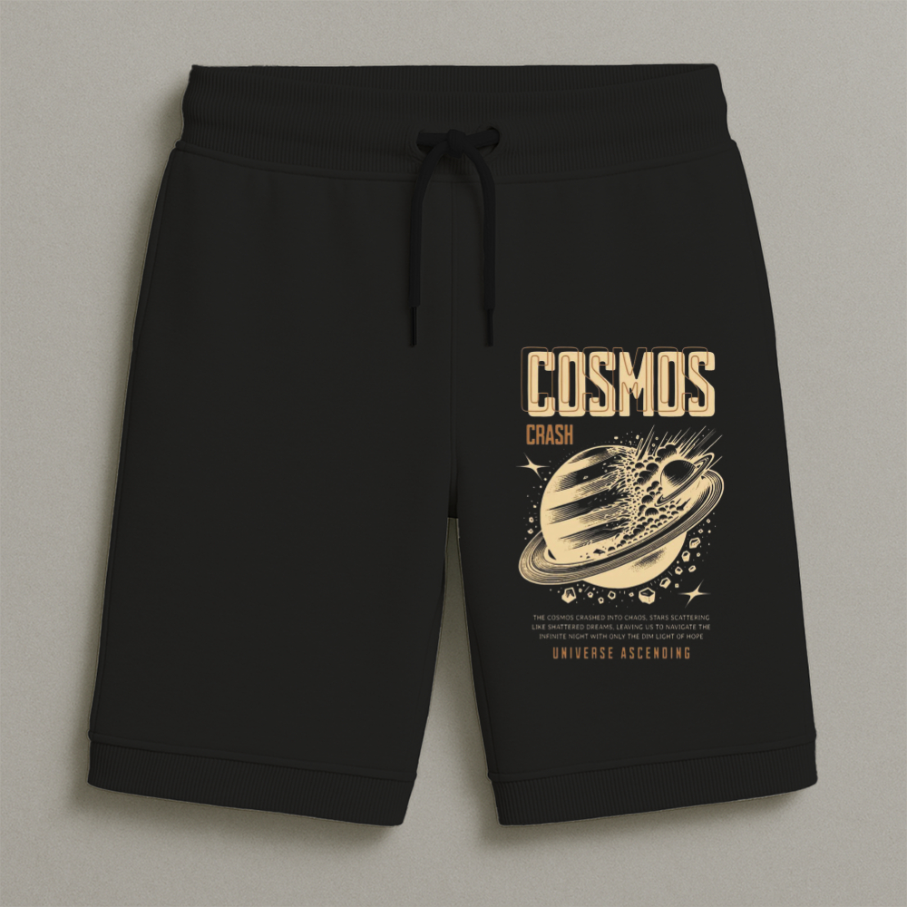 Bermuda Moletom Masculina Infantil Estampada Cosmos Conforto Streetwear Do Tamanho 8 Ao 16