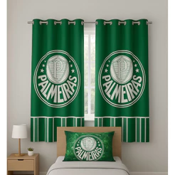 kit Palmeiras Personalizado Cortina + Fronha Travesseiro