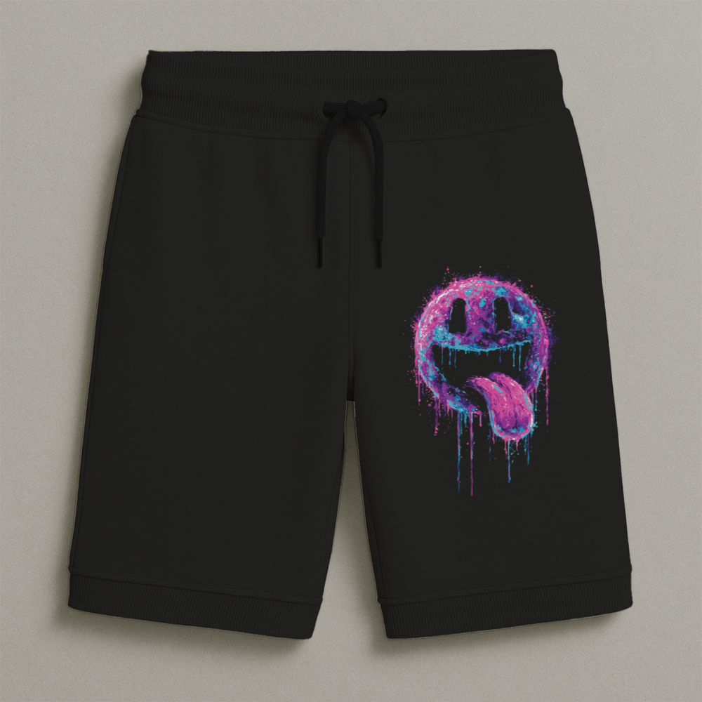Bermuda Moletom Masculina Infantil Estampada Sorriso Roxo Conforto Streetwear Do Tamanho 8 Ao 16