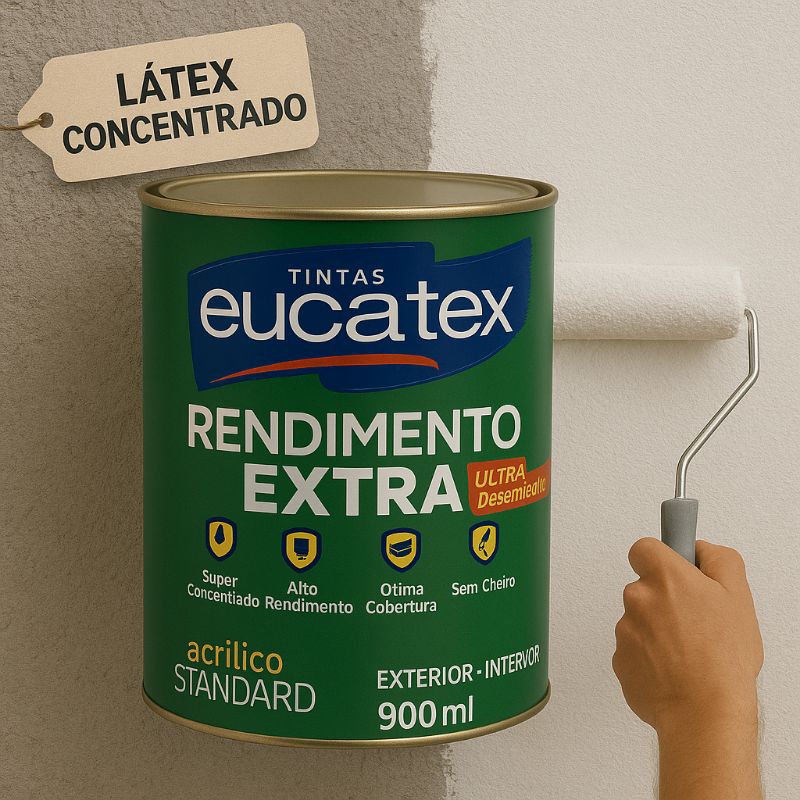 Lata de 900 ml da tinta Eucatex Rendimento Extra branco fosco