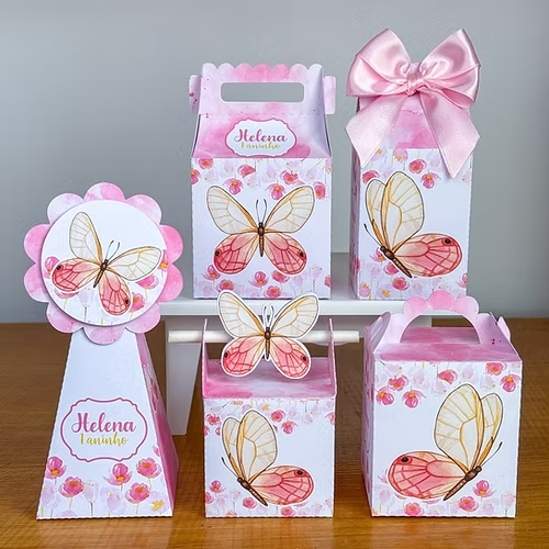 KIT CAIXINHAS PERSONALIZADAS borboleta Personalizado Lembrancinhas - Caixinha Personalizadas