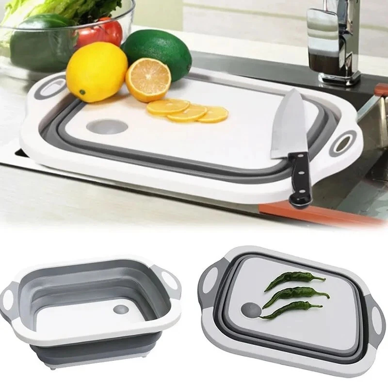 Tabua Escorredor Bacia Cesta Retratil Silicone Multifuncional Cozinha 3 Em 1