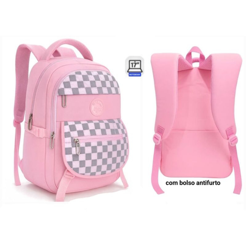 Mochila Escolar Feminina Grande Resistente Notebook Casual Trabalho 23773