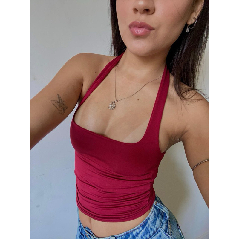 Cropped top corsed basic efeito silicone