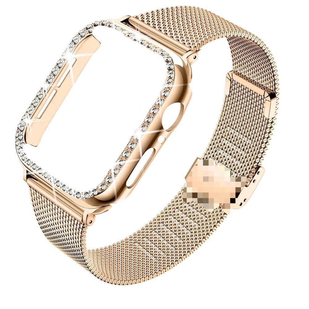 Case Strass Diamante + Pulseira De Metal Aço Inoxidável Compatível  Apple Watch 9 8 7 45mm 44mm 40mm 41mm 6 5 3 38mm 42 em Oferta na Shopee