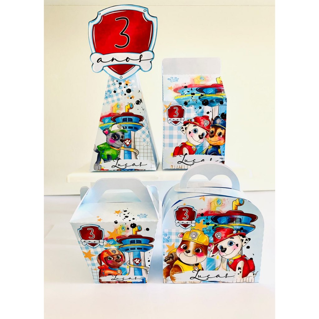 PEGUE E MONTE - Patrulha canina aquarela - caixas personalizadas aniversário lembrancinha- patrulha canina