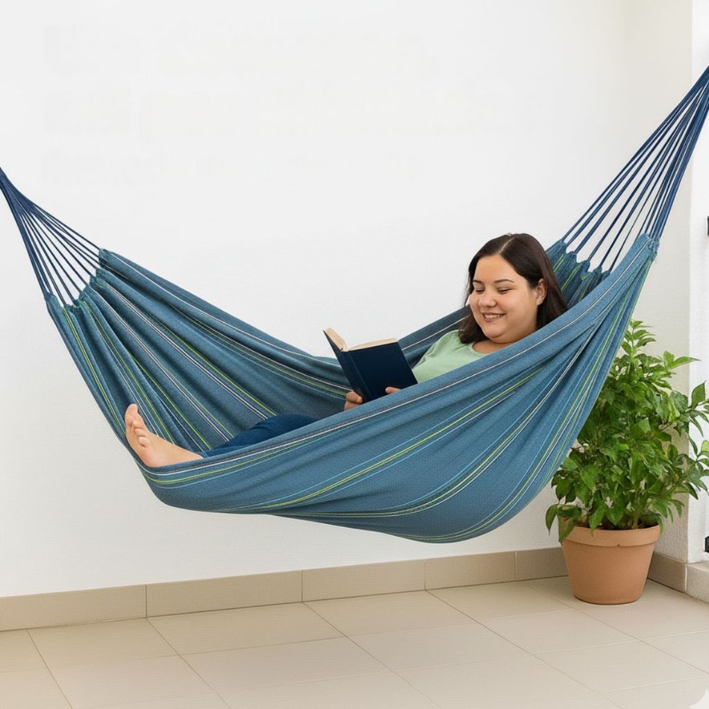 Rede de Dormir Cinza Listrado  algodão 3,60 x 1,40 m
