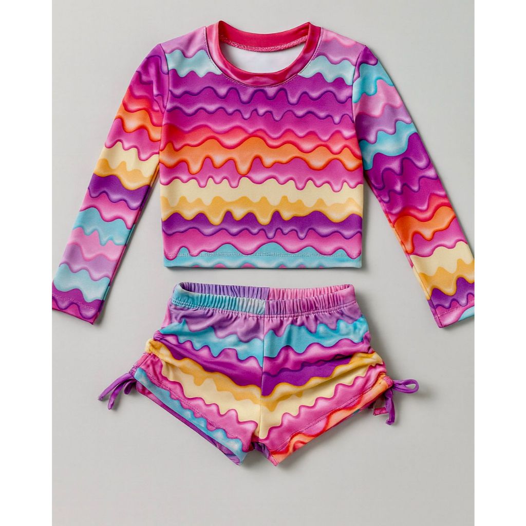 Roupa de Praia Infantil Menina Sorvete com Proteção Solar UV 50+