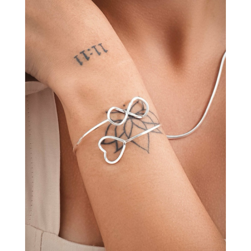 bracelete coração e infinito prata 925 legítima