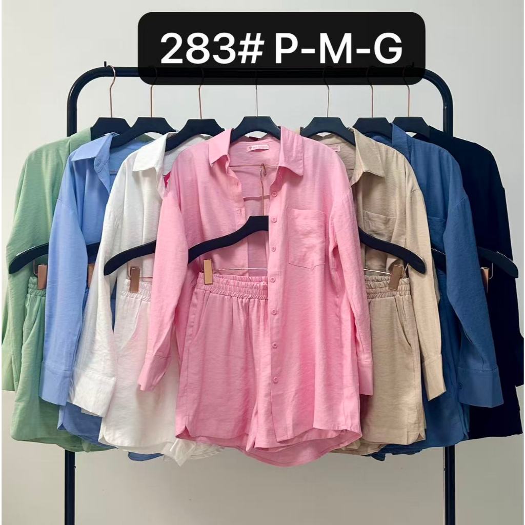 YAN FASHION Conjunto Marrant Feminino Camisa Manga Longa E Short Tecido Leve Moda Verão em Oferta na Shopee