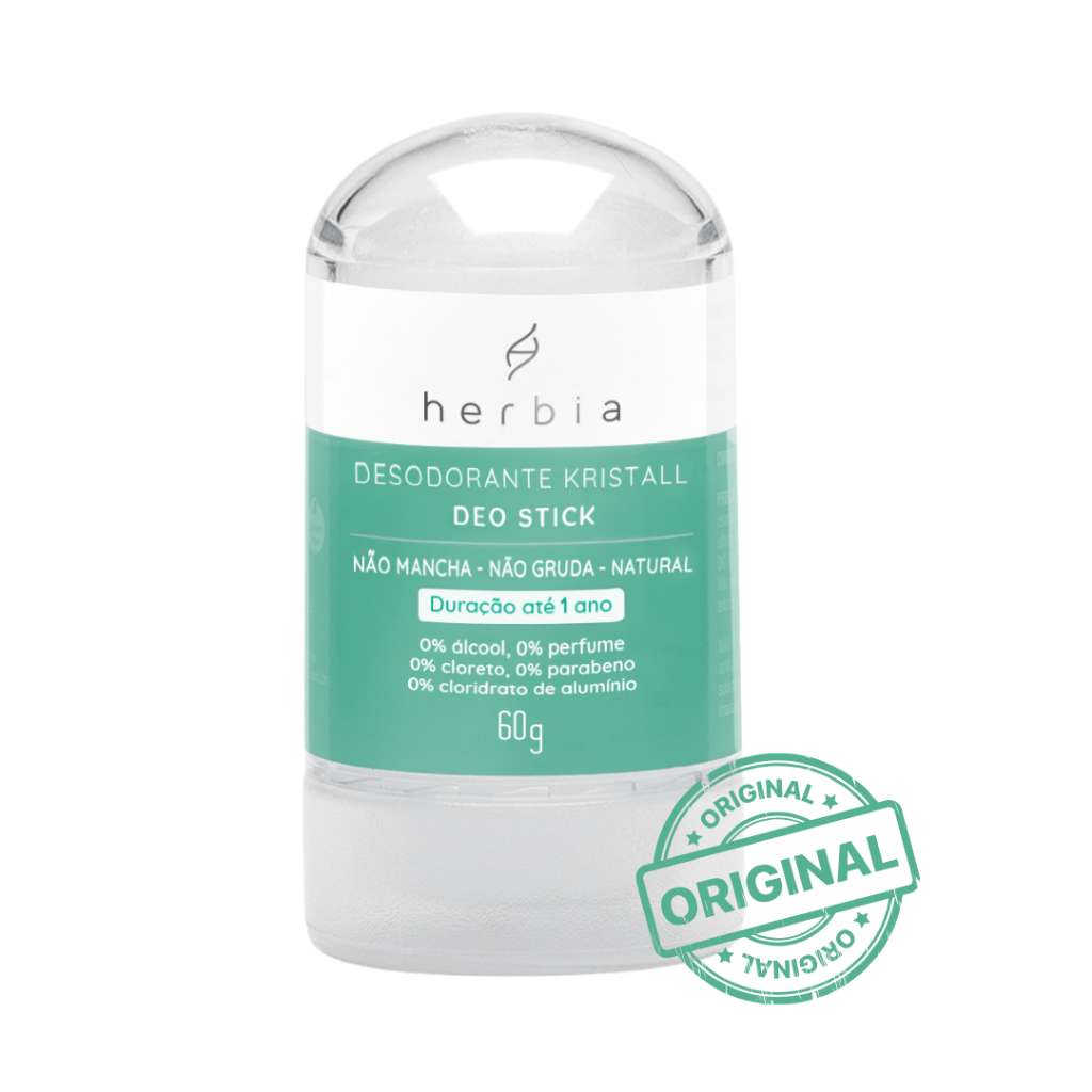 Desodorante Cristal 60g Herbia pedra sal sem cheiro alumínio parabenos perfume vegano natural em Oferta na Shopee