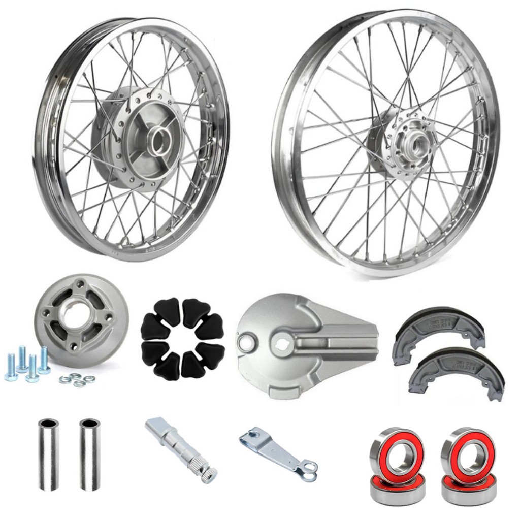 Par Aro Roda Completa Raio 4mm Titan Fan 150 Disco Lonas Rolamentos Espelhos Braços Eixos Bucha