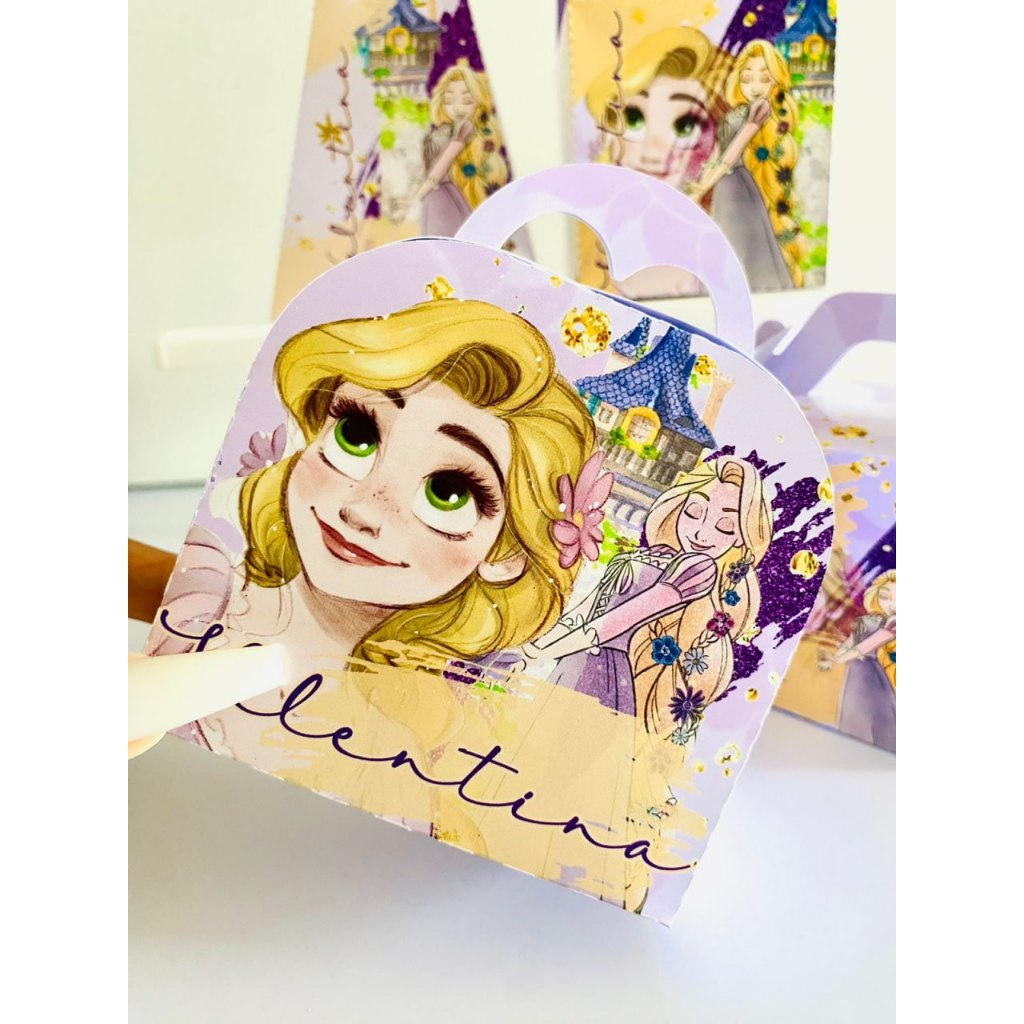 PEGUE E MONTE - Rapunzel aquarela - caixas personalizadas aniversário lembrancinha- Rapunzel