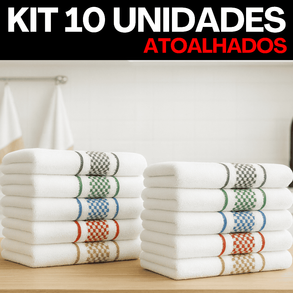 Kit 10 Pano de Prato Atoalhado Jacquard Copa Premium 100% Algodão Felpudo
