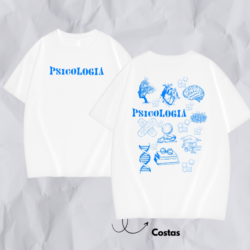 Camiseta Curso Universitário Psicologia Faculdade 2026 Blusa Frente e Costas Estampada Farda 100% Algodão UNISSEX