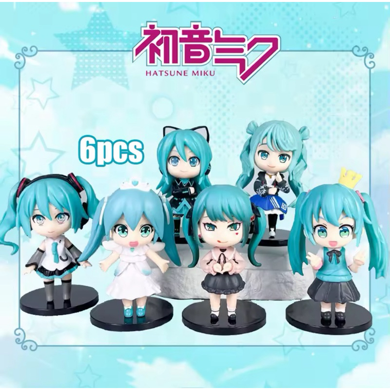 Hatsune Miku Mini Figuras Anime – Conjunto Kawaii Decorativo Mesa Colecionável Brinquedo Presente Geek em Oferta na Shopee