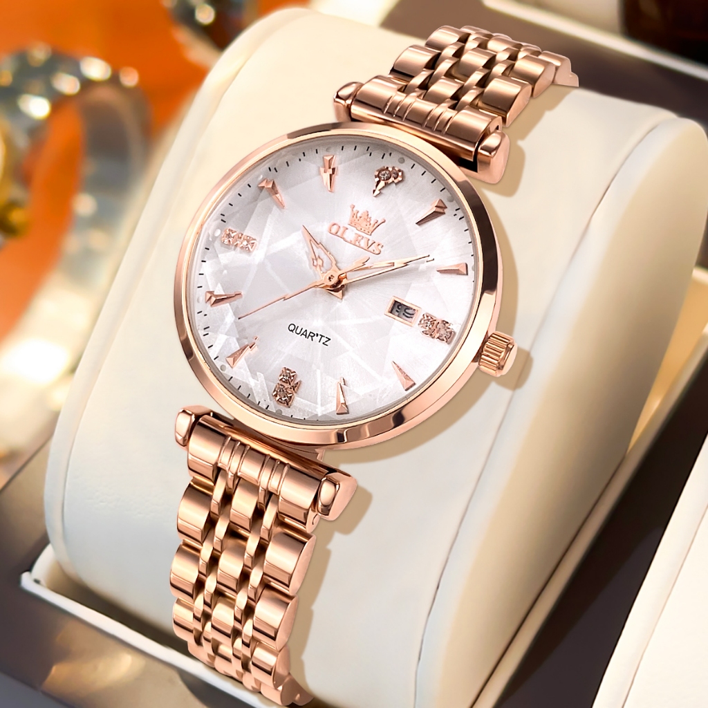 OLEVS Relógios Femininos Brilhante Dourado Luxo Orient Original A Prova D água Formal 5536