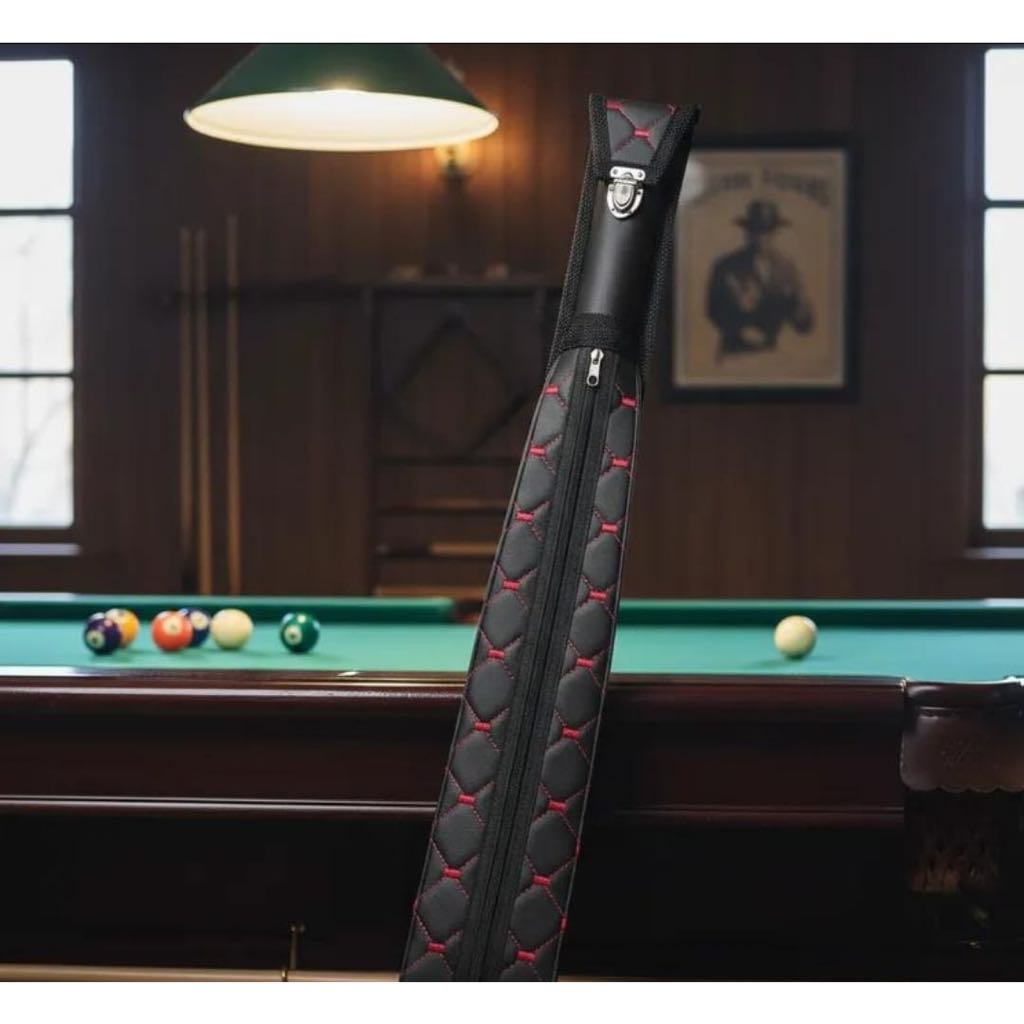 Case tubular com 2 bolsos para taco inteiriço de sinuca bilhar