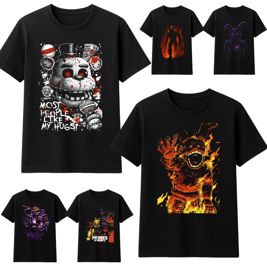 Camiseta Preta Five Nights at Freddy’s FNAF Premium 100% Algodão Moda Streetwear infantil e adulto