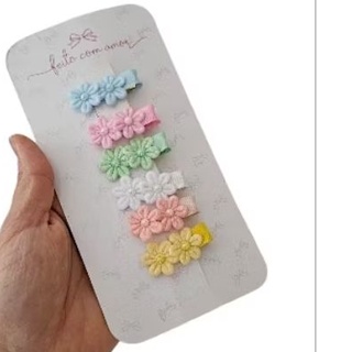 Kit 6 mini presilhas para bebê com borrachinha antideslizante bico de pato para bebe 100% encapado em Oferta na Shopee